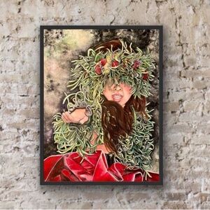 (Matted) Veiled By An 'Ohi'a Lehua Haku Lei Hula Dancer Art Print AJJ Arts